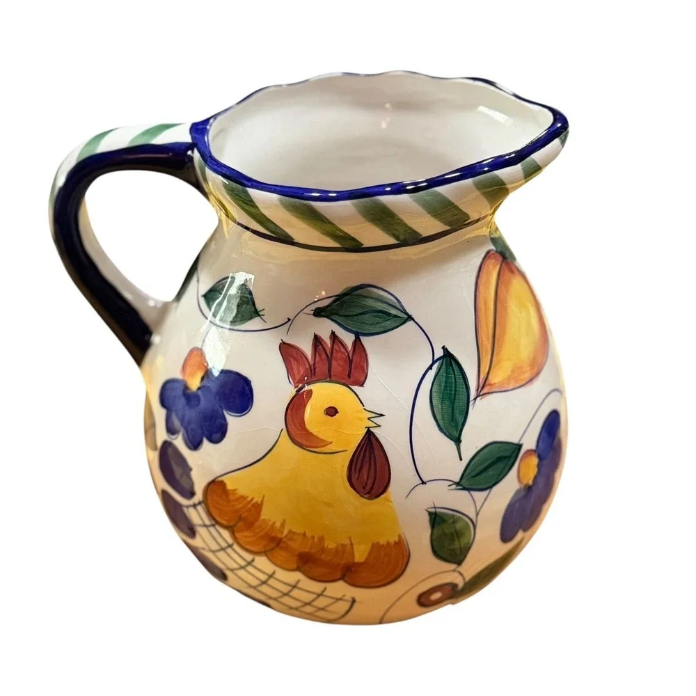 Style-Eyes by Baum Bros. Rooster & Fruits Ceramic Pitcher 6.5 inch
